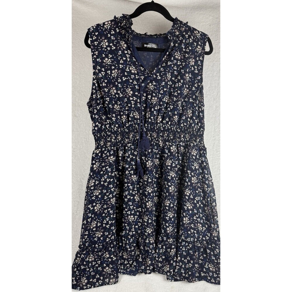 Allegra K XL Sleeveless Floral Ruffle Knee Length V Neck Dress-Size XL